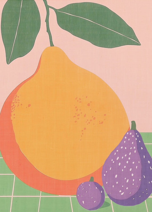 Obstillustration Birne und Feigen | Poster