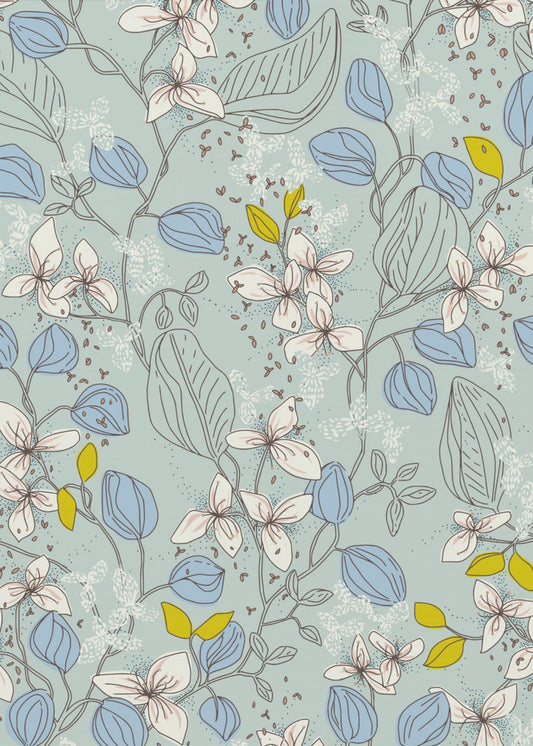 Florale Eleganz Mint Sommerfrische Muster | Leinwand
