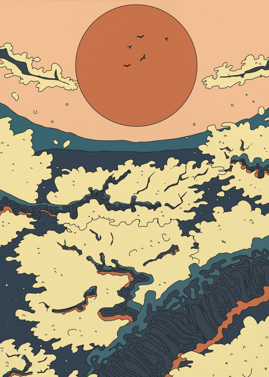 Abstrakter japanischer Sonnenuntergang | Leinwand