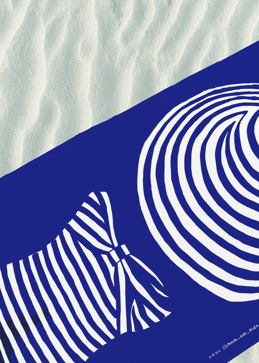 Strand-Wandkunst, Sonnenbaden am Mittelmeer, Kunstdruck | Leinwand