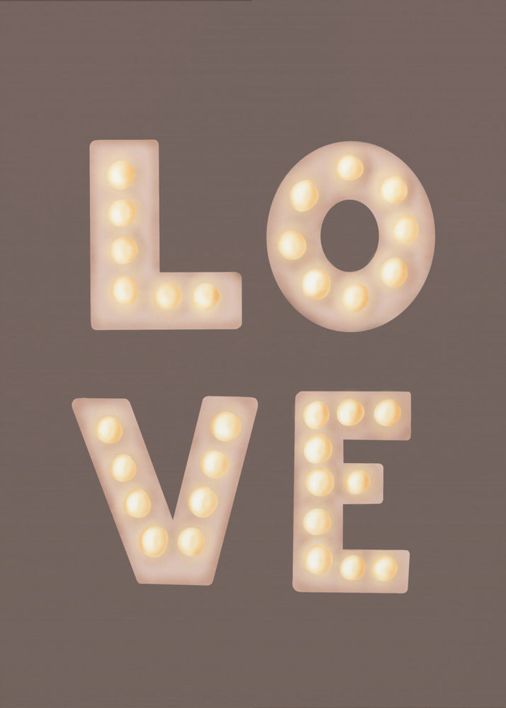 Love Leuchtbuchstaben Kaffeequarz | Leinwand