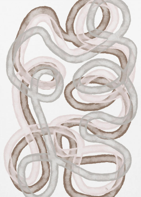 Abstrakte verschlungene Linien in sanften Erdtönen | Poster