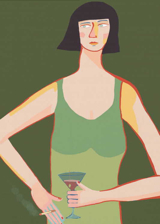 Dame mit Cocktail | Poster