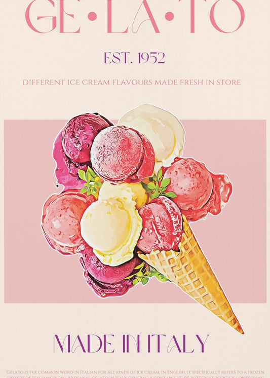 Gelato Poster im Vintage-Stil | Leinwand