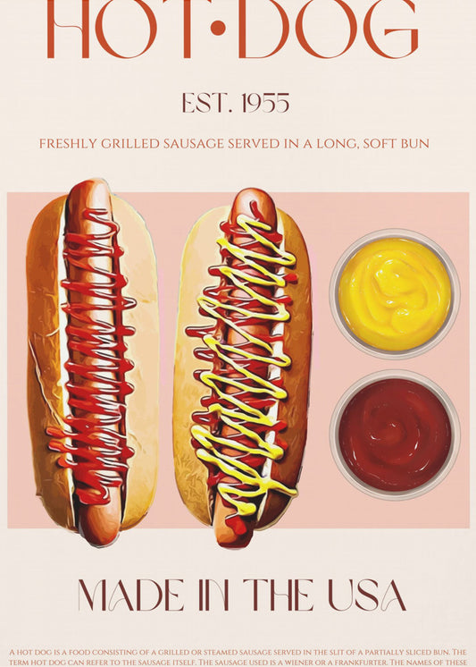 Hot Dogs mit Senf und Ketchup | Leinwand