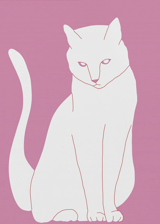 Weiße und rosa Katze | Poster