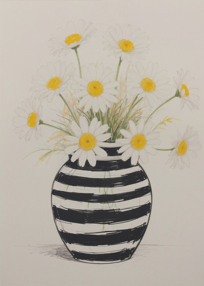 Gestreifte Vase Gänseblümchen | Leinwand