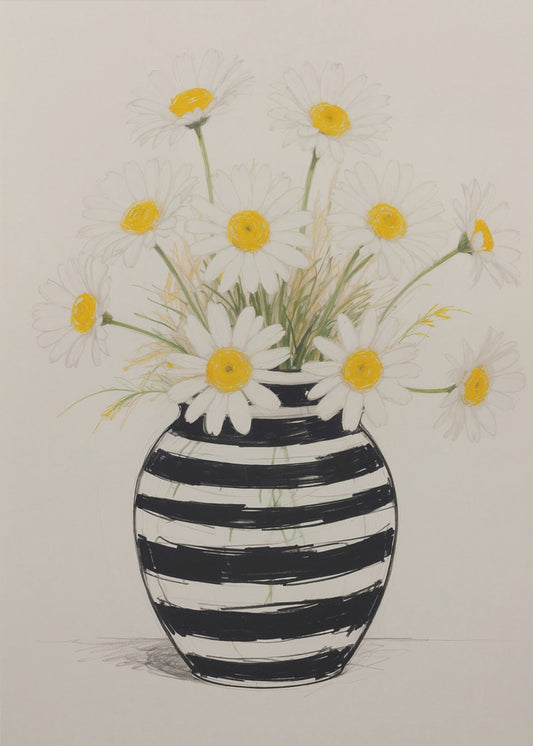 Gestreifte Vase Gänseblümchen | Leinwand