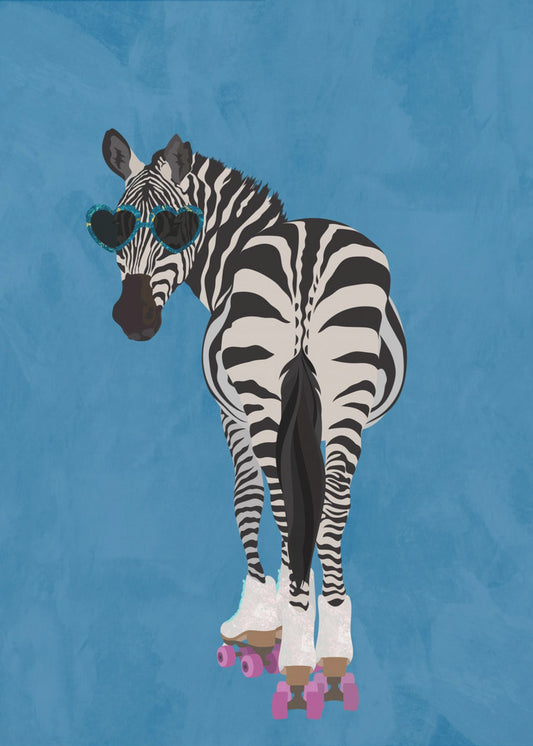 Rollschuh-Zebra blau | Poster