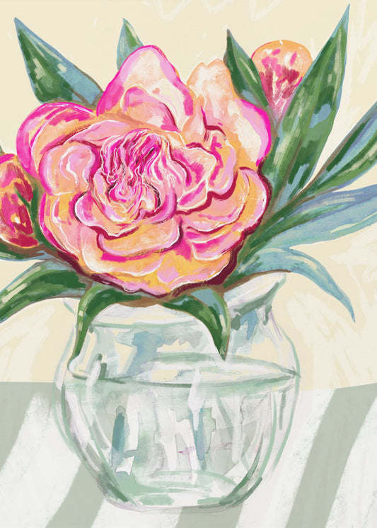 Peony in Glass Vase | Poster