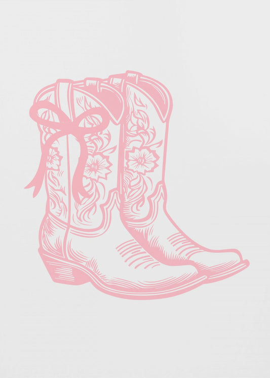 Rosa Cowgirlstiefel mit Schleife | Canvas