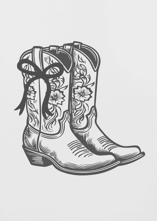 Schwarze Cowgirlstiefel mit Schleife | Canvas