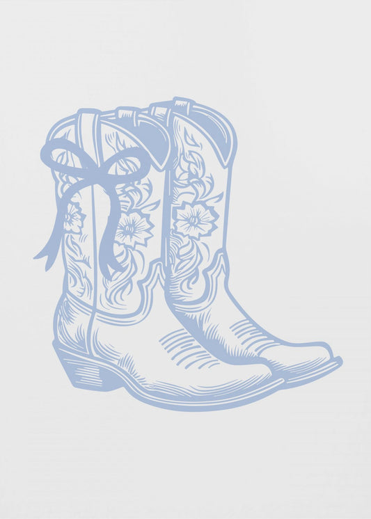 Hellblaue Cowgirlstiefel mit Schleife | Poster