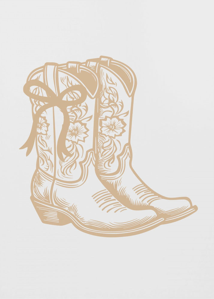 Neutrale Cowgirlstiefel mit Schleife | Canvas