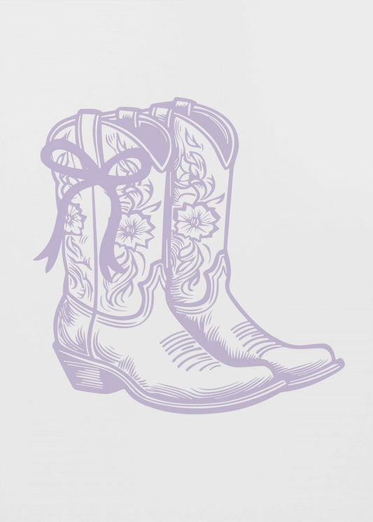 Lila Cowgirlstiefel mit Schleife | Canvas
