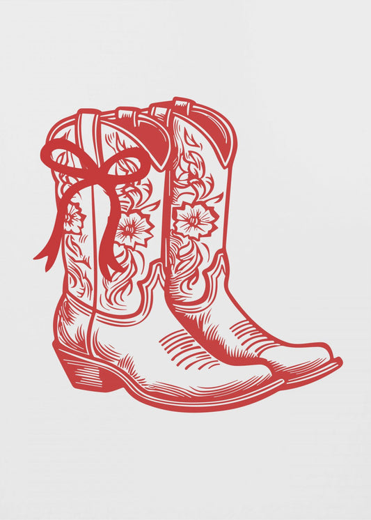 Rote Cowgirlstiefel mit Schleife | Canvas