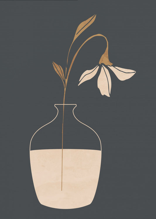Minimale abstrakte Kunst Vase Blume | Leinwand