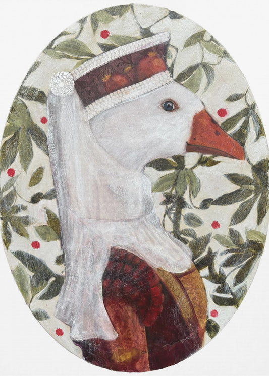 Cata With Green Leafs | Canvas