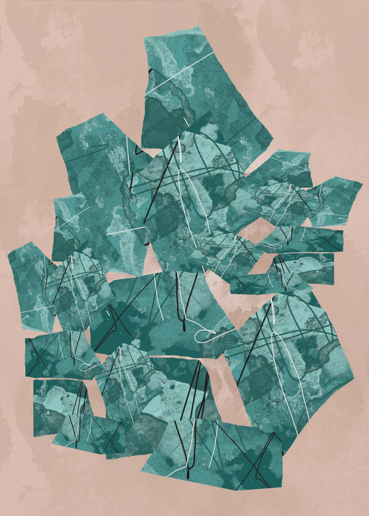 Green Geometric Shapes With Textured Patterns | Poster