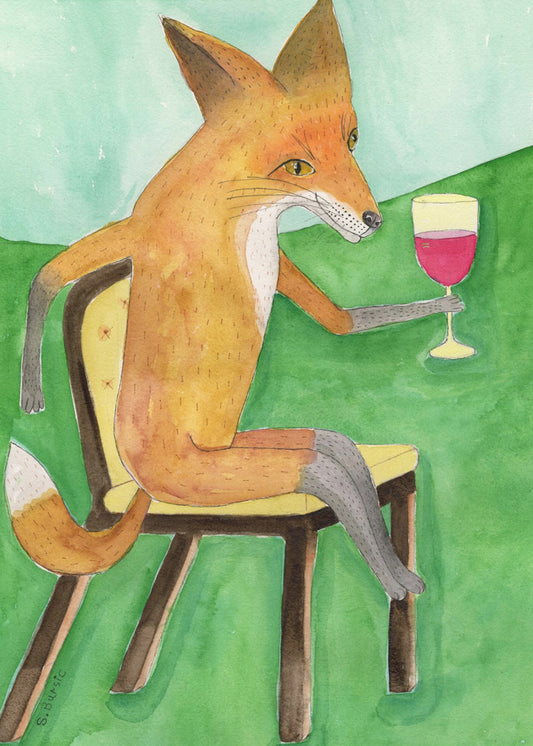 Herr Fuchs trinkt Rotwein | Poster