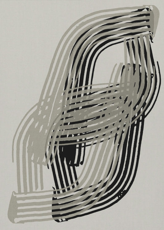 Abstract Curves in Grey and Black | Canvas