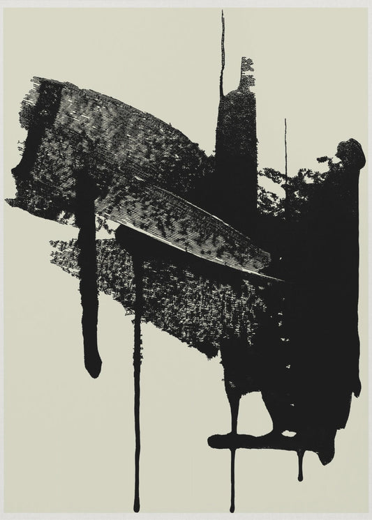 Abstrakte Pinselstriche in Schwarz und Creme | Poster