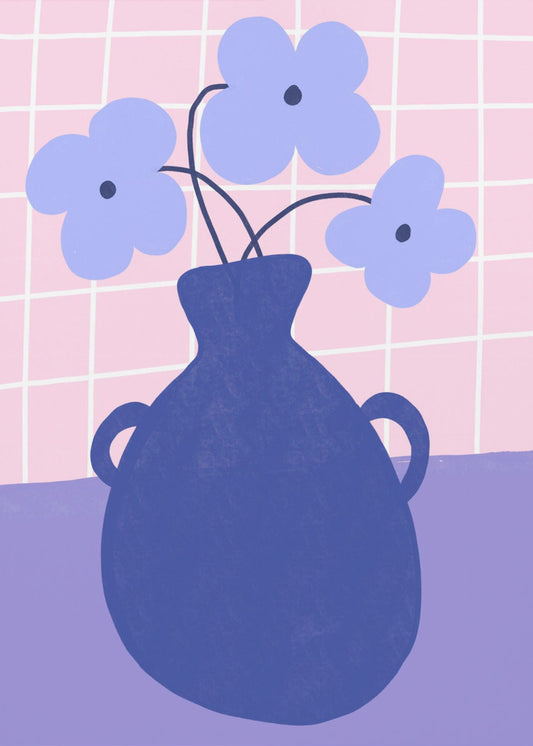 Minimalist Vase with Blue Flowers | Canvas