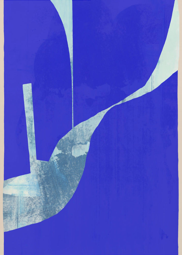 Blauer Hintergrund mit dynamischer weißer Kurve | Poster