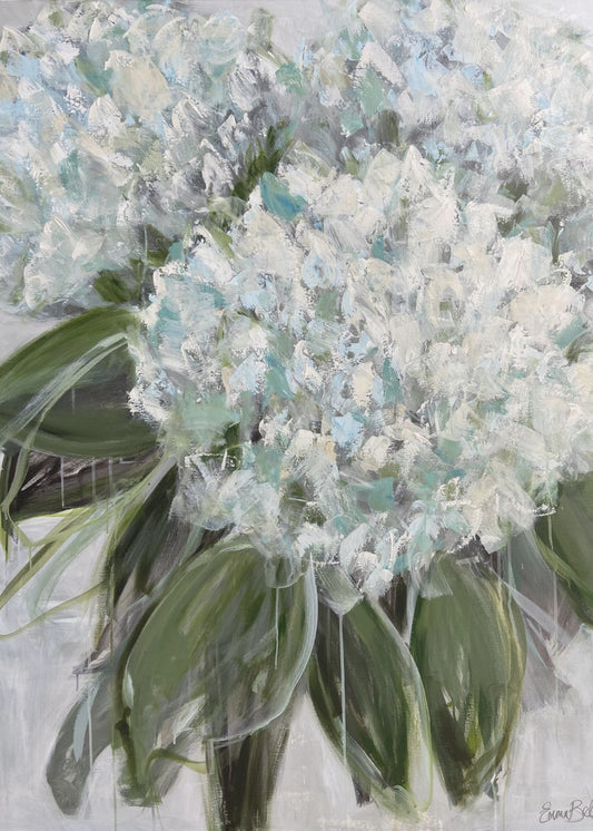 Delicate White and Blue Hydrangeas | Canvas