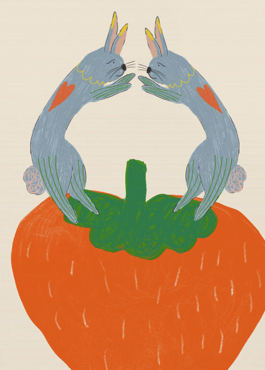 Rabbits on Strawberry | Canvas
