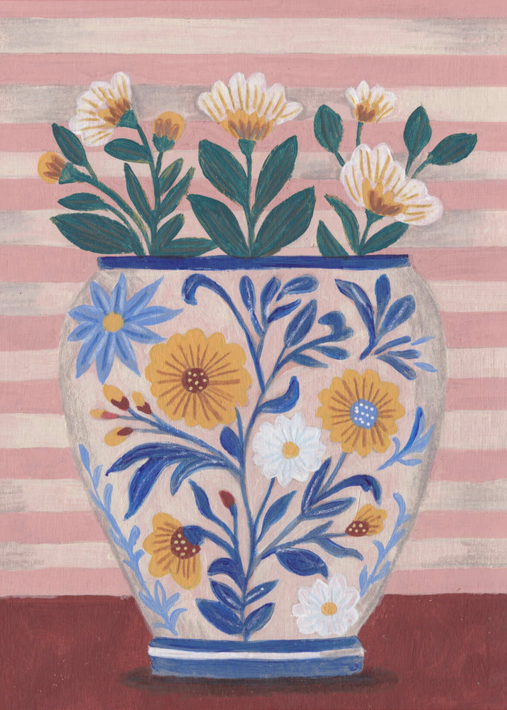 Potted Florals Pastels &amp; Stripes | Canvas