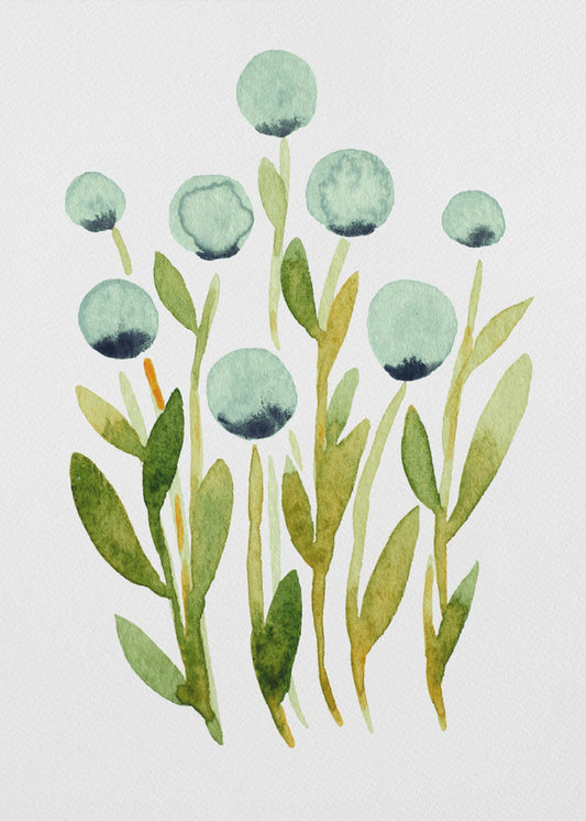 Blue Spherical Flowers | Canvas