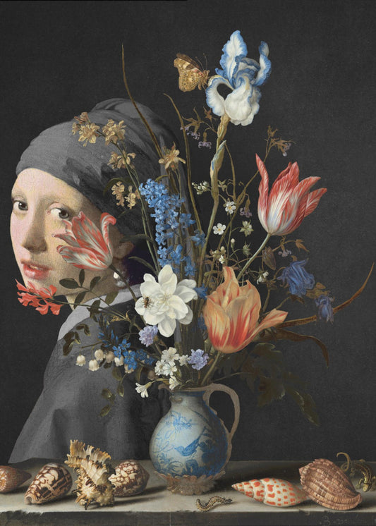 Das Mädchen mit dem Perlenohrring – Hinter einer Wan Li-Vase | Leinwand