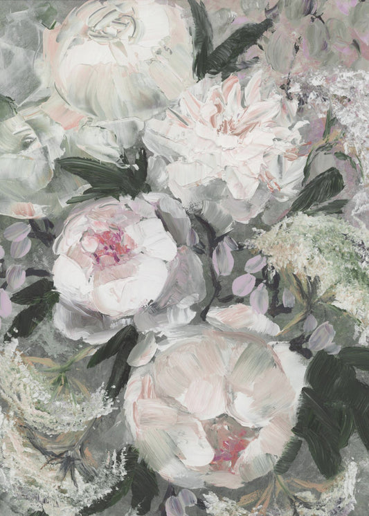 Blumenkomposition mit weißen und rosa Blumen | Poster