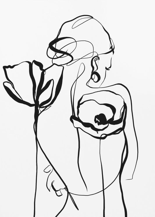 Akt mit Mohnblumen | Leinwand