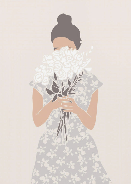 Mädchen mit Blumenstrauß | Poster