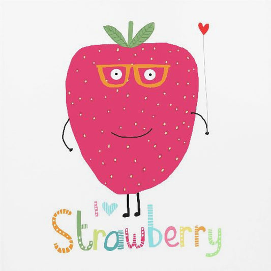 I Love Strawberry! Cute Strawberry Holding a Heart | Canvas