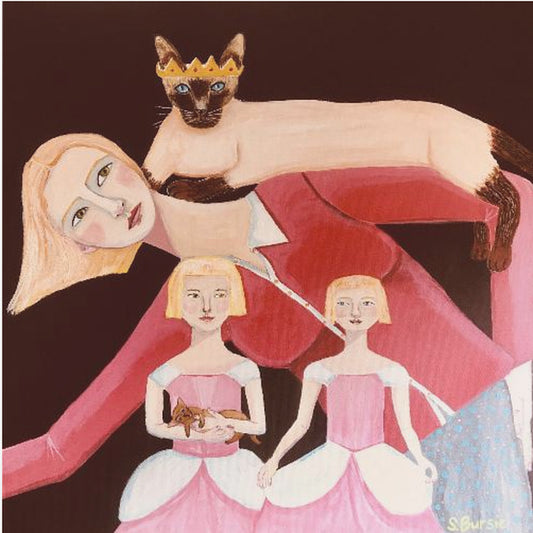 Cat Lady with Siamese Cat with Crown | Poster